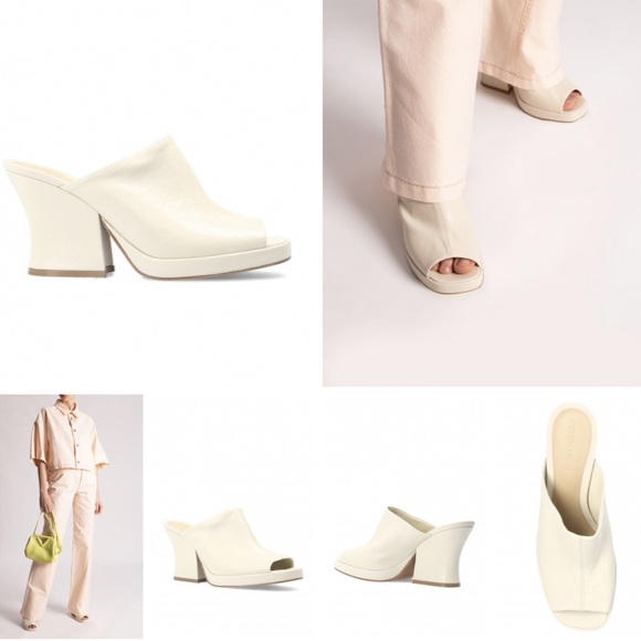 Bottega Veneta Nappa Stack Mule Sandals Sea Salt off white chunky block heel - Picture 4 of 12